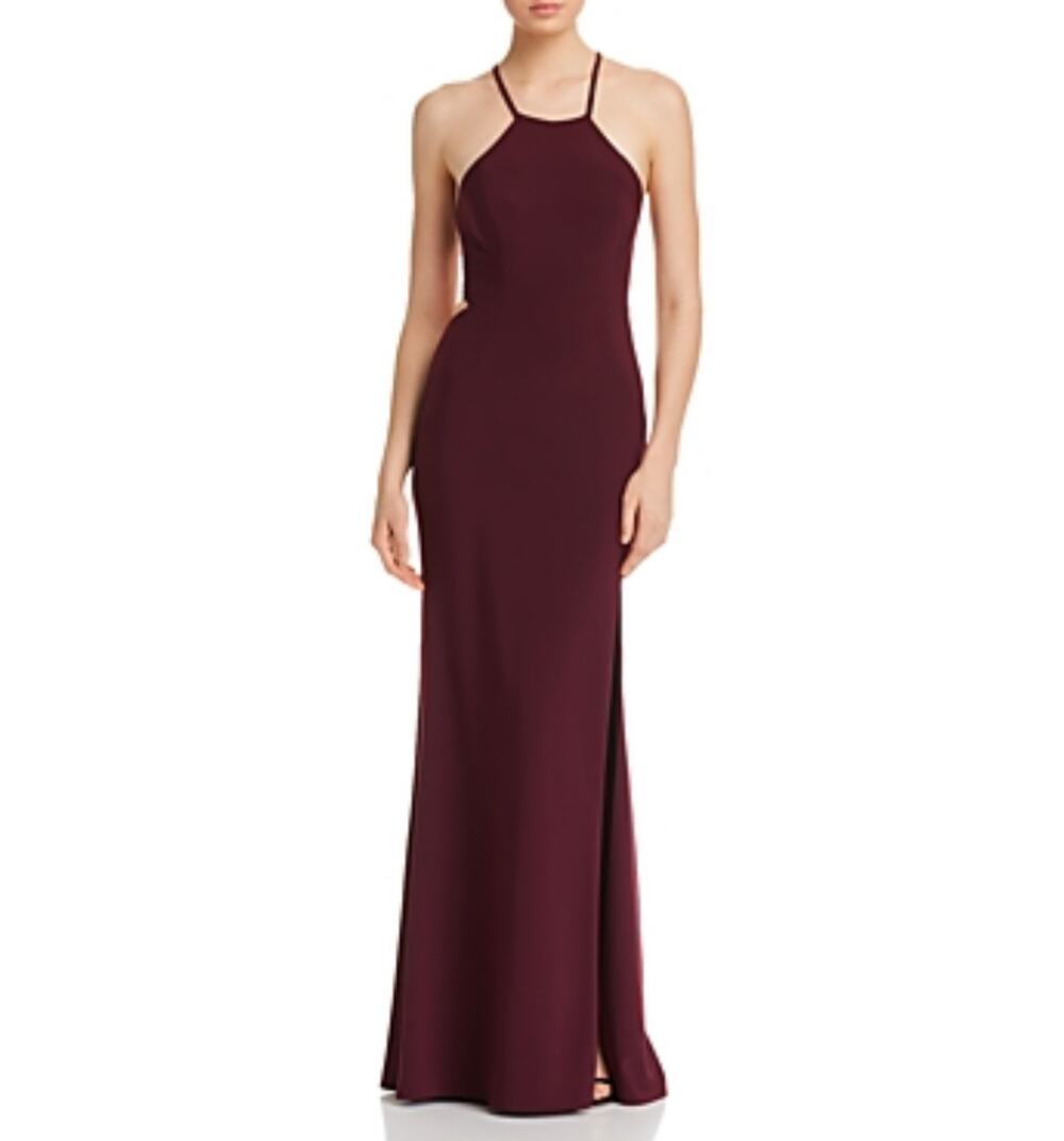 Avery G Burgundy Red Evening Gown Backless Long A-Line Formal Dress Size 6